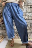Rustic Nature Linen Blend Barrel Pant Washed Navy